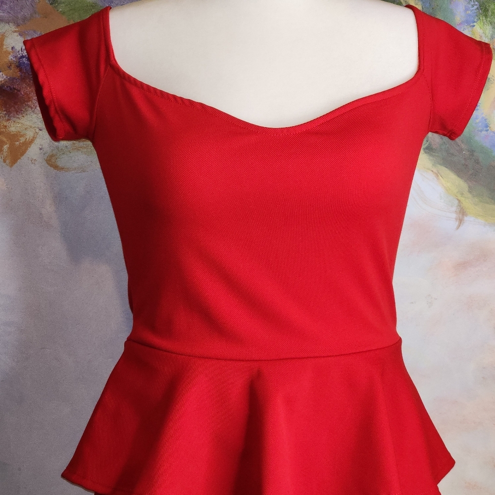 NWOT Red MAXI Dress with Peplum Style Skirt - Picture 2 of 14